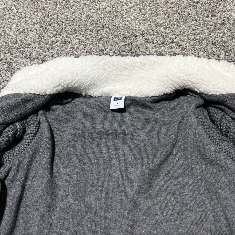 JANIE & JACK BOYS Size 3 GRAY Full ZIP Cotton Cable SWEATER Jacket Lined - Picture 12 of 12